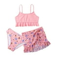 thumbnail image 2 of HOWPAY Swimsuits for Girls Tropical Print Sleeveless Tankini Cut Out Bikini Bottoms Swim Suit with Cover up Skirt Summer 2 Piece Swimwear Pink, 2 of 6