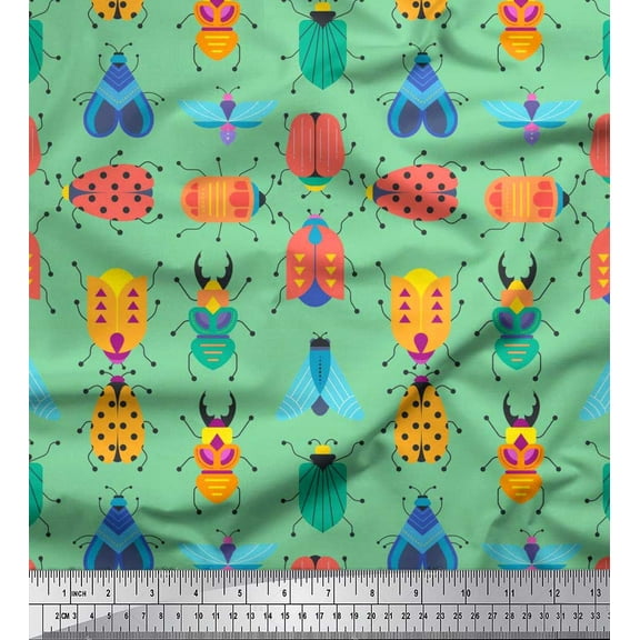 Soimoi Cotton Duck Fabric Insects Clip Art Decor Fabric Printed Yard 42 Inch Wide
