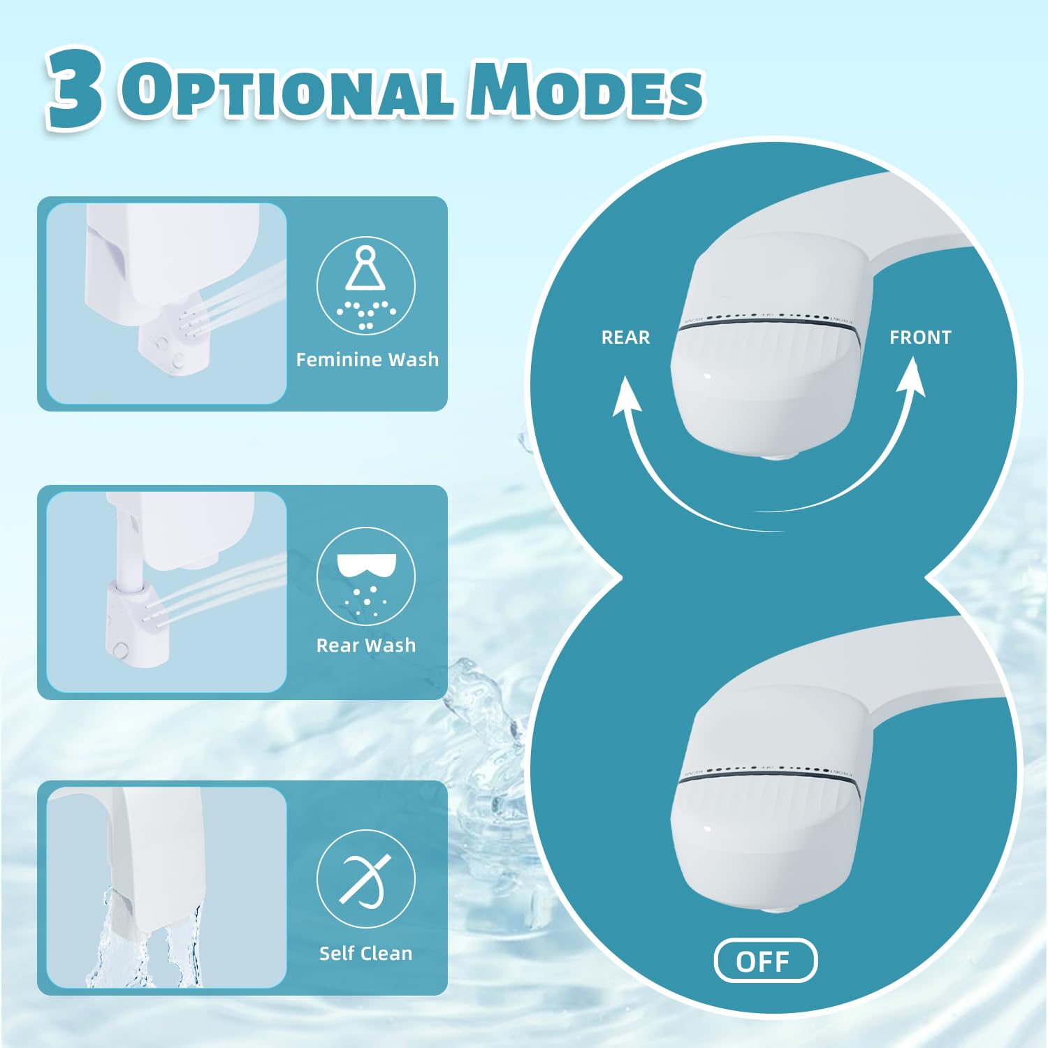 ZOWWKLLY Bidet Attachment for Toilet, Non-Electric Ultra-Slim Bidet Sprayer, Bidets for Existing Toilets，Dual Nozzle (Rear/Feminine Wash) with Adjustable Cold Fresh Water Pressure