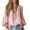 Pink, variant on Wenini Women's Boho V Neck Puff Sleeve Crinkle Fabric Top Loose Drop Shoulder Casual Blouse Top Trendy Travel Shopping Outfit