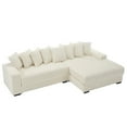 thumbnail image 4 of Oversized Two-Piece Couches, L Shaped Sofa, Corduroy, Right Chaise Daybed with Armrests, Eight Throw Pillows, Corner Sofa, Easy to Assemble (Beige), 4 of 12