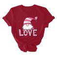 thumbnail image 6 of mihongmao Womens Plus Valentine Tops Women Casual Round Neck Short-sleeved Christmas Tree Printed T-shirt Wine M, 6 of 6