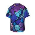 thumbnail image 6 of Lsque Geometry Dash print Men's Cuban Collar Short Sleeve Shirt Summer Beachwear Casual Button Down Fashionable Vacation Leisure Shirt-Medium, 6 of 7