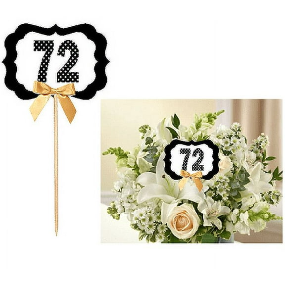 72nd Birthday / Anniversary Table Decoration Party Centerpiece Pick - Set of 6