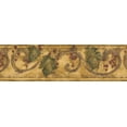 thumbnail image 2 of Baies Rouges Feuilles Vertes sur Damas Parchemin Vintage Brun Bord Design Rétro, Rouleau 15' x 7'', 2 of 3