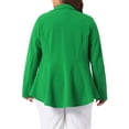thumbnail image 3 of Agnes Orinda Women's Plus Size Blazer Button Notch Panel Ruffle Peplum Blazers 1X Green, 3 of 6