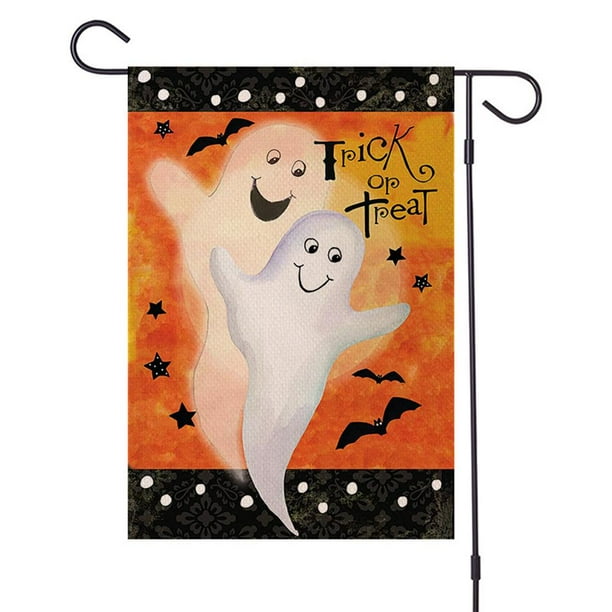 Jardín De Halloween Bandera De Vacaciones De Lino De Doble Cara Decoración De Patio Para Vallas Paredes De Ventanas Inevent HA041436-04