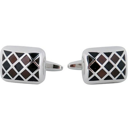 Cuff Daddy Silvertone Brown and Black Enamel Cuff Links