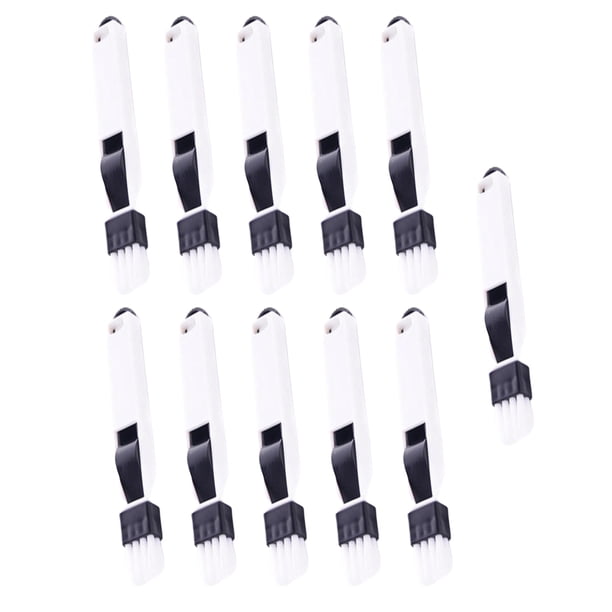 Cepillo pequeño multiusos 2 en 1 para ventanas, puertas, ranuras, esquinas, teclados, herramienta de limpieza desmontable con recogedor (negro)
