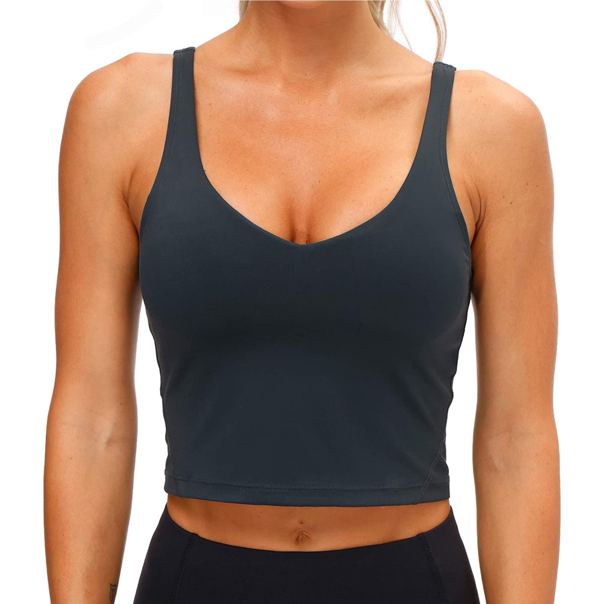 BAYDI Longline Sports Bra High Neck Crop Top with Built in Bra Racerback  Tank Tops Removable Padded Yoga Tops : : Clothing, Shoes 