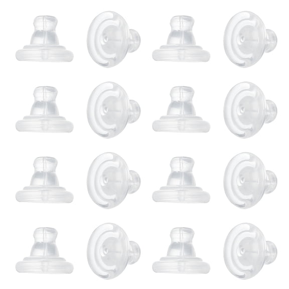 16pcs Earring Backs, Silicone Clear Earring Backs Replacements Making Kit Locking Secure Earrings Back for Studs Droopy Earrings for Women Men, Clear