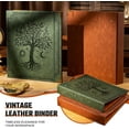 thumbnail image 4 of Leather D Ring Binder Fits 8.5"x11" Letter Size Paper, 1.5 Inch D-Ring Binders Holds 400 Sheets, Notepad Paper Cover Loose Leaf Organizer with Inner Pockets, Green Tree, 4 of 4
