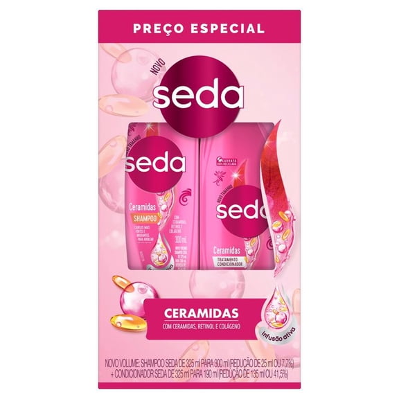 Seda - Linha Ceramidas - Kit Shampoo 300 Ml e Condicionador 190 Ml - (Ceramides Collection - Shampoo 10.14 Fl Oz and Conditioner 6.42 Fl Oz)