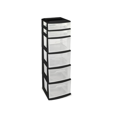Homz 6 Drawer Medium Tower, Black, Set of 1