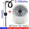 thumbnail image 1 of Customized 0~190 Ohm Water Level Sensor + Water Level Gauge With 8 Colors Backlight Water Tank Level Indicator Meter 12v 24v, 1 of 1