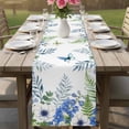 thumbnail image 4 of Watercolor Foral Table Runner 90 Inches, Spring Flowers Butterflies Leaves Plants Bed Runner Dresser Scarves Tabletop for Indoor Outdoor Parties/Ceremony/Banquet, 13" x 90", 4 of 9