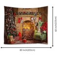 thumbnail image 2 of Tapiz de Navidad, árbol de Navidad, chimenea de ladrillo, medias, tapices para colgar en la pared, tapices para dormitorio, sala de estar, dormitorio, 80 x 60 pulgadas, colorido, 2 of 5