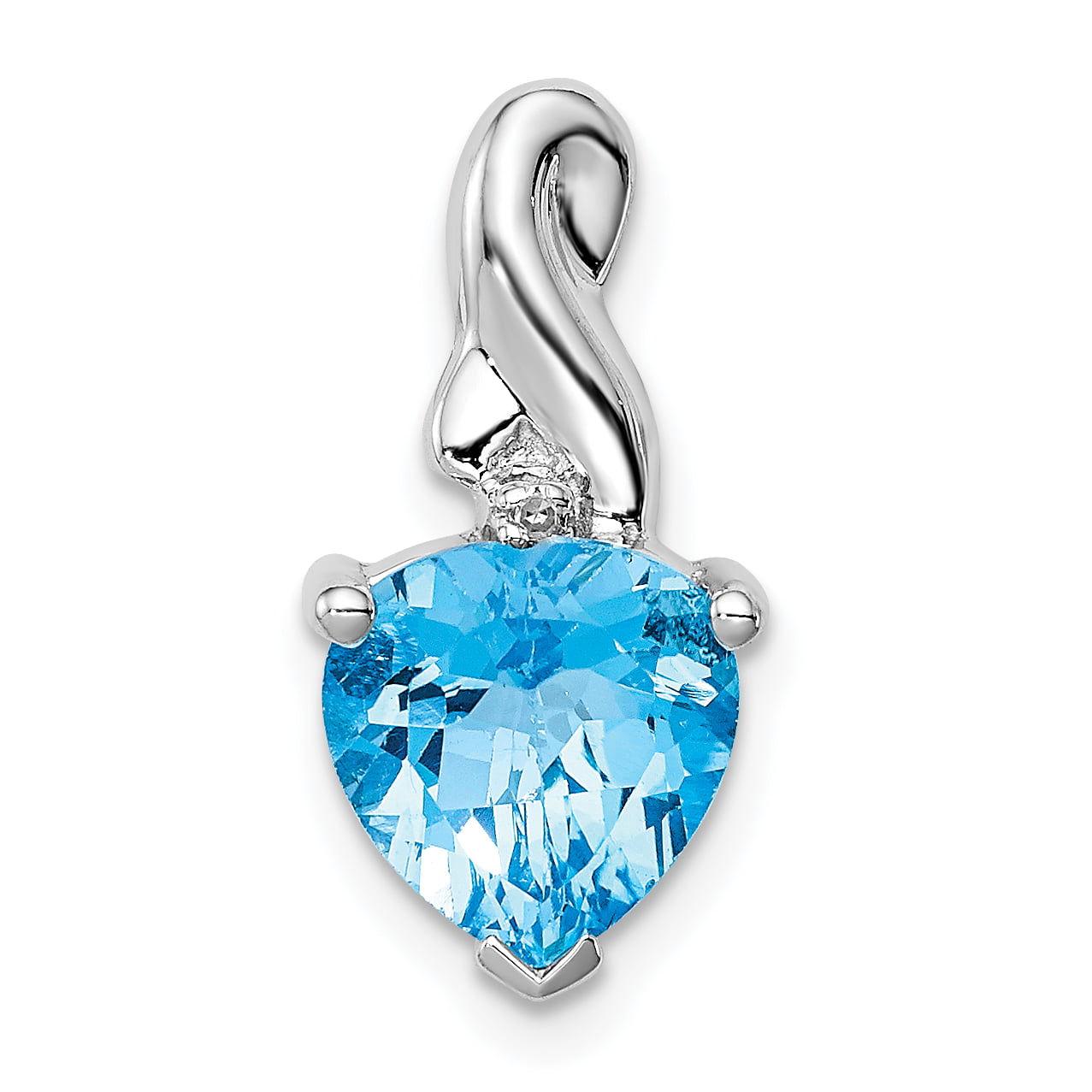 925 Sterling Silver Diamond Swiss Bt Heart Pendant Charm Necklace ...