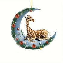 JeashCHAT Giraffe Christmas Ornaments, Christmas Tree Decorations 2D Flat Acrylic Hanging Pendant, Holiday Party Car Pendant, Xmas Gifts