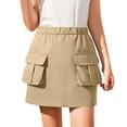 thumbnail image 2 of Tdoqot Girls Cargo Skirts with Pockets- Fashion Casual Summer Elastic Waist Kids Hiking Mini Skirt Khaki Size 5-14, 2 of 9