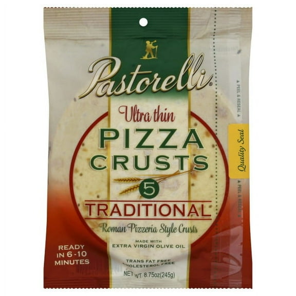 Pastorelli Traditional Pizza Crusts, 5 Count, 8oz Shelf-Stable
