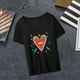 thumbnail image 1 of Camiseta de mujer Yinane básica Patrón de corazón M Ropa suave y cómoda, 1 of 8