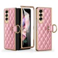 thumbnail image 1 of Allytech Galaxy Z Fold3 Case with Build-in Screen Protector, Premium PU Leather Cover with Ring Holder Shockproof Anti-Scratch Bumper Phone Case for Samsung Galaxy Z Fold3 - Pink, 1 of 12