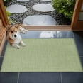 thumbnail image 4 of Green 2x3 Door Mat Rug, Farmhouse Burlap Solid Green Color Modern Linen Texture Non-Skid Rubber Backing Large Rectangle Rugs - Living Room Bedroom Home Office, Indoor Floor Mat Carpets Washable Rug, 4 of 9