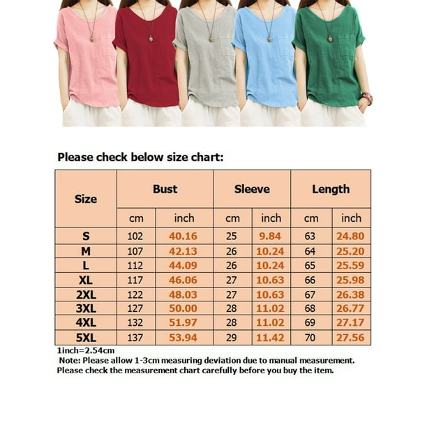 MAWCLOS Ladies T-shirt Solid Color T Shirt Short Sleeve Summer Tops Loose  Holiday Crew Neck Tunic Blouse Green 5XL 