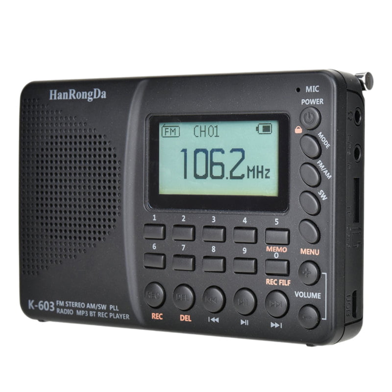 Pocket FM/AM/SW Radio Bass MP3 Player REC Voice Recorder Sleep Timer Rechargable 