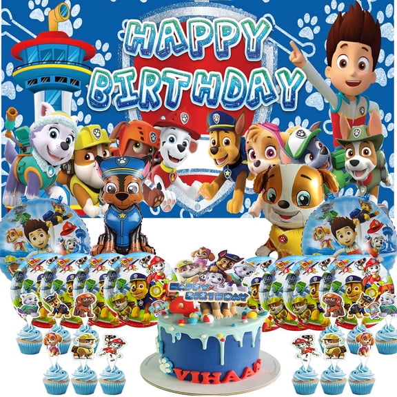 Paw Patrol Boy Fight Supplies Plates Decoration Backdrop Banner Birthday Decor Tableware Fans Balloons