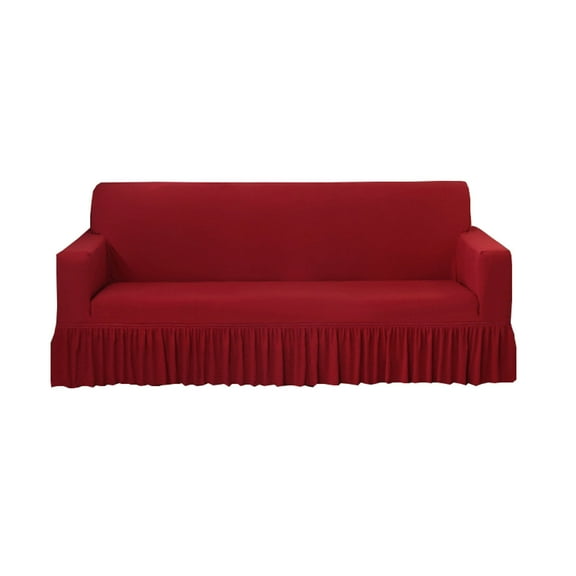 Dowbom Sofa Slipcover with Skirt,1-Piece Stretch Sofa Cover Universal Non-slip Washable Furniture Protector Soft Elastic Couch Cover for Living Room Bedroom Decoration-1 Seater(90-140cm)-red