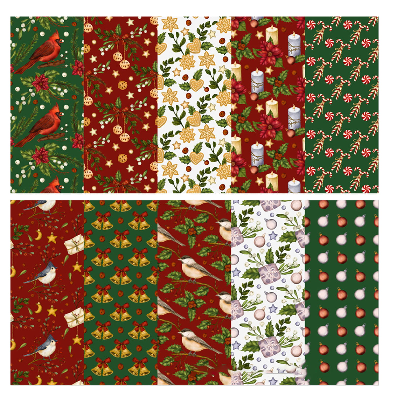 Christmas Candy Canes Holly Gold Accented Cotton Fabric Fabriquilt By The Yard 