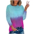 thumbnail image 1 of Diufon Pullover for Women Trendy Gradient Printed Blouses Fall Round Neck 3/4 Sleeve Tops, 1 of 3