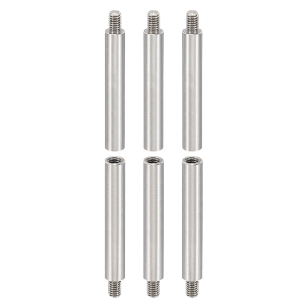 6 piezas de separadores M4, separadores roscados de acero M4 40+6mm, separadores con rosca macho y hembra, diámetro interior de 4mm y diámetro exterior de 6mm