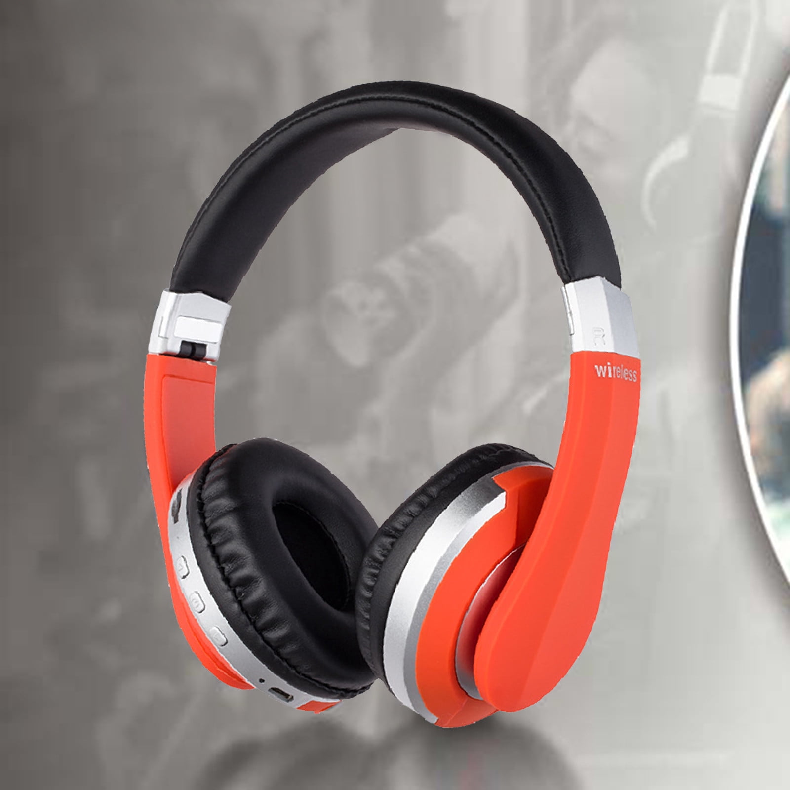 Wireless Headphones Over-Ear Headphones Active Noise Cancelling Bluetooth Headphones with Microphones, 42 Hours Playtime, HiFi Audio Adjustable Headphones for iPhone/Android/Samsung - Red