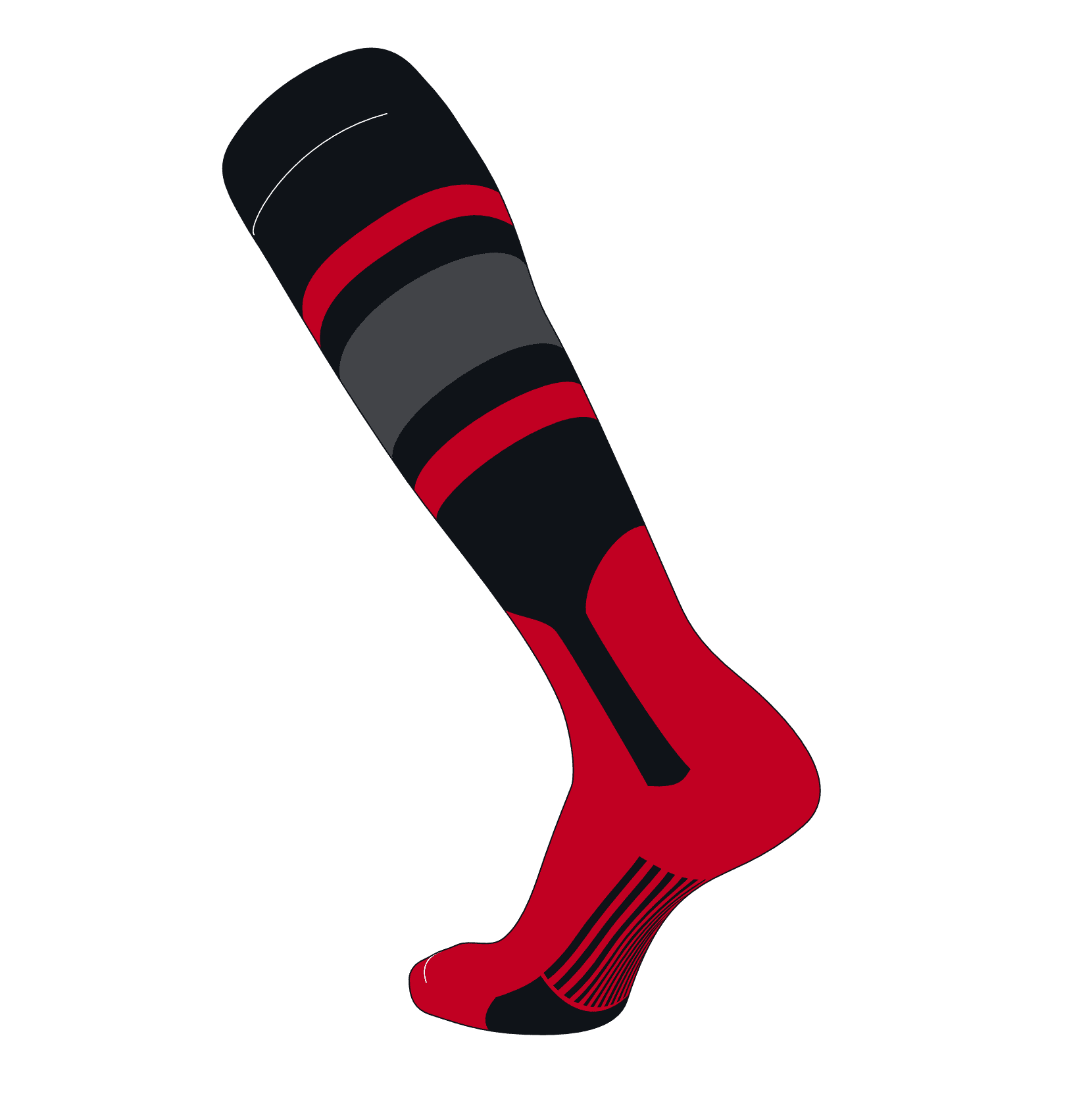 White Black D, 7in TCK Elite Baseball Knee High Stirrup Socks Red 