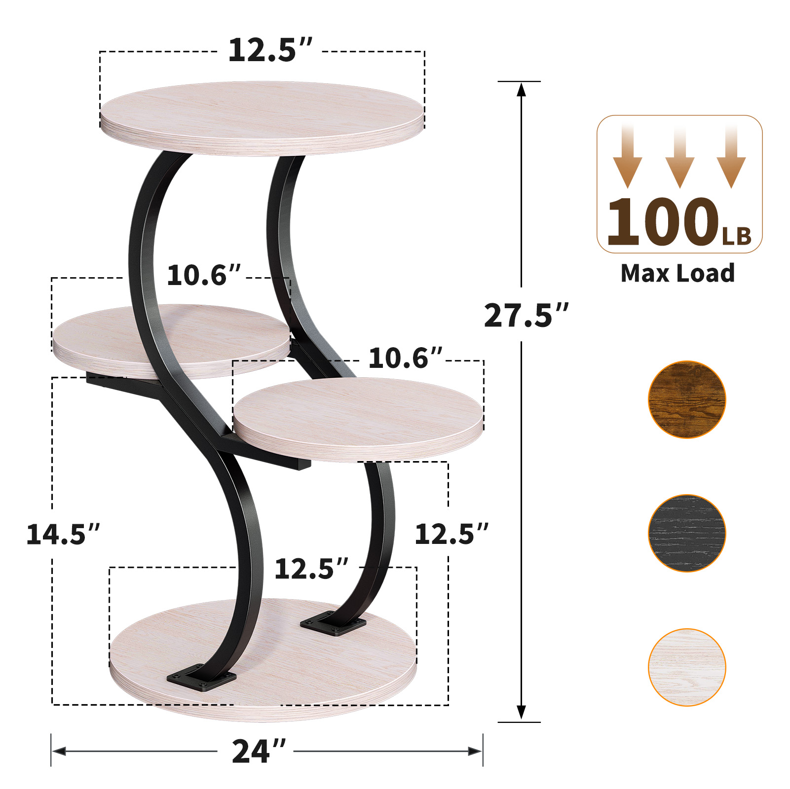 Biemlerfn 4-Tier Round Side Table, White Maple photo 6