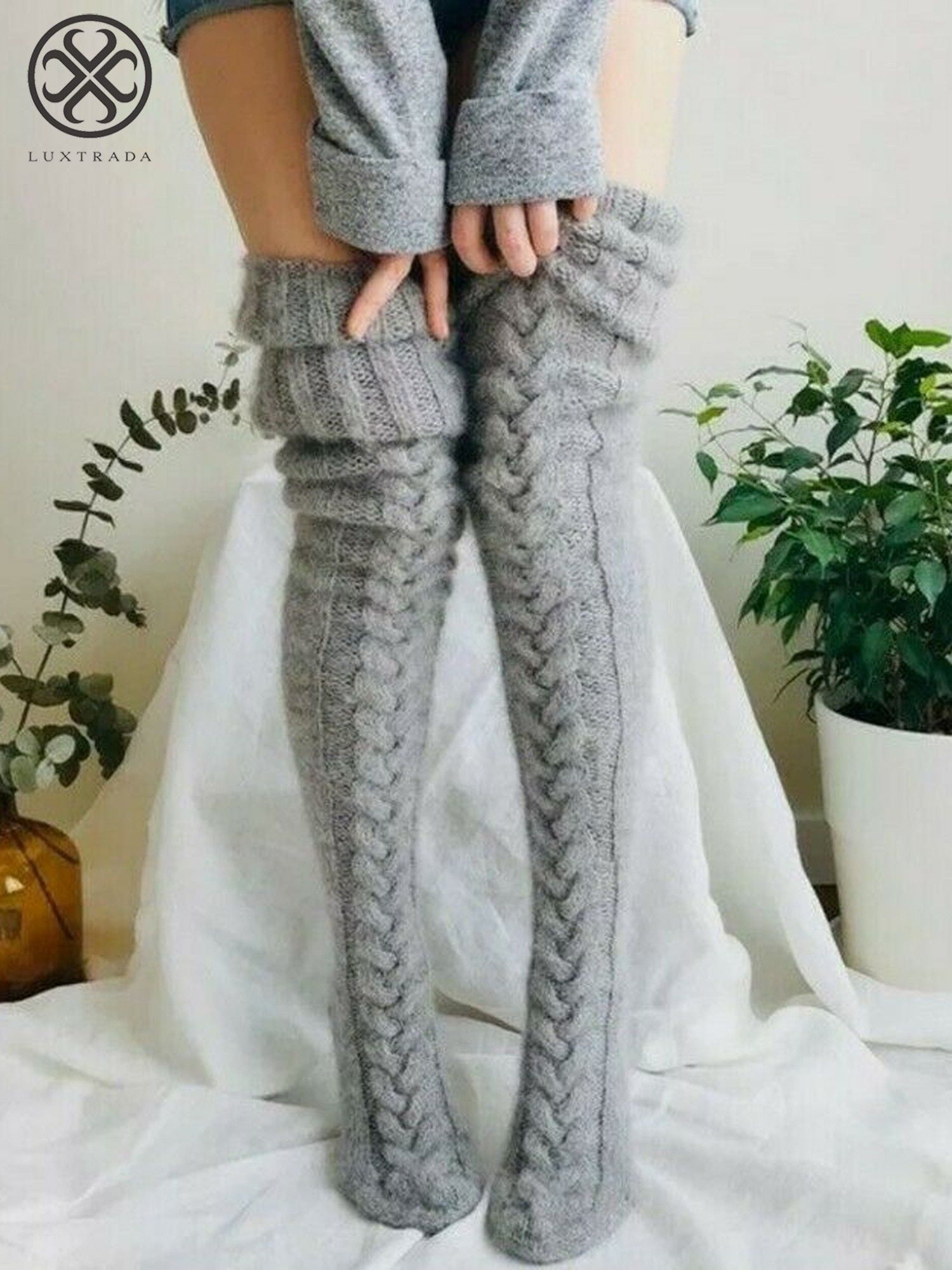 Details about   Sexy Lady Women Knit Thigh-High Over the Knee Socks Winter Long Stockings Warm