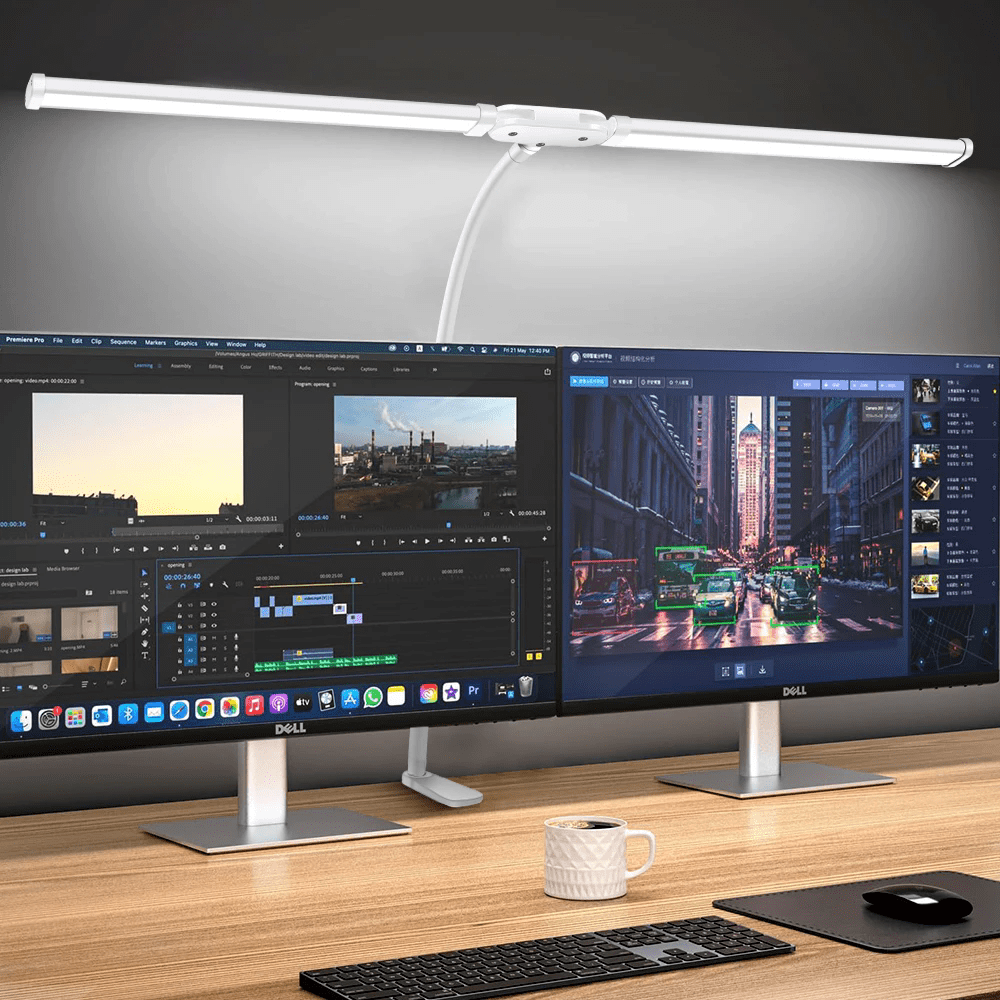 Double Head LED Desk Lamp Flexible Gooseneck Tube with Clip Fill Light 10-level Adjustable Eye Protection Table Lamp Light