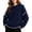 Dark Blue, variant on DYTTDG Women's Collared V‑Neck Cable Knit Pullover Sweater, Long Sleeve Loose Fit Solid Color Casual Knit Top for Fall Winter Daily Outfits