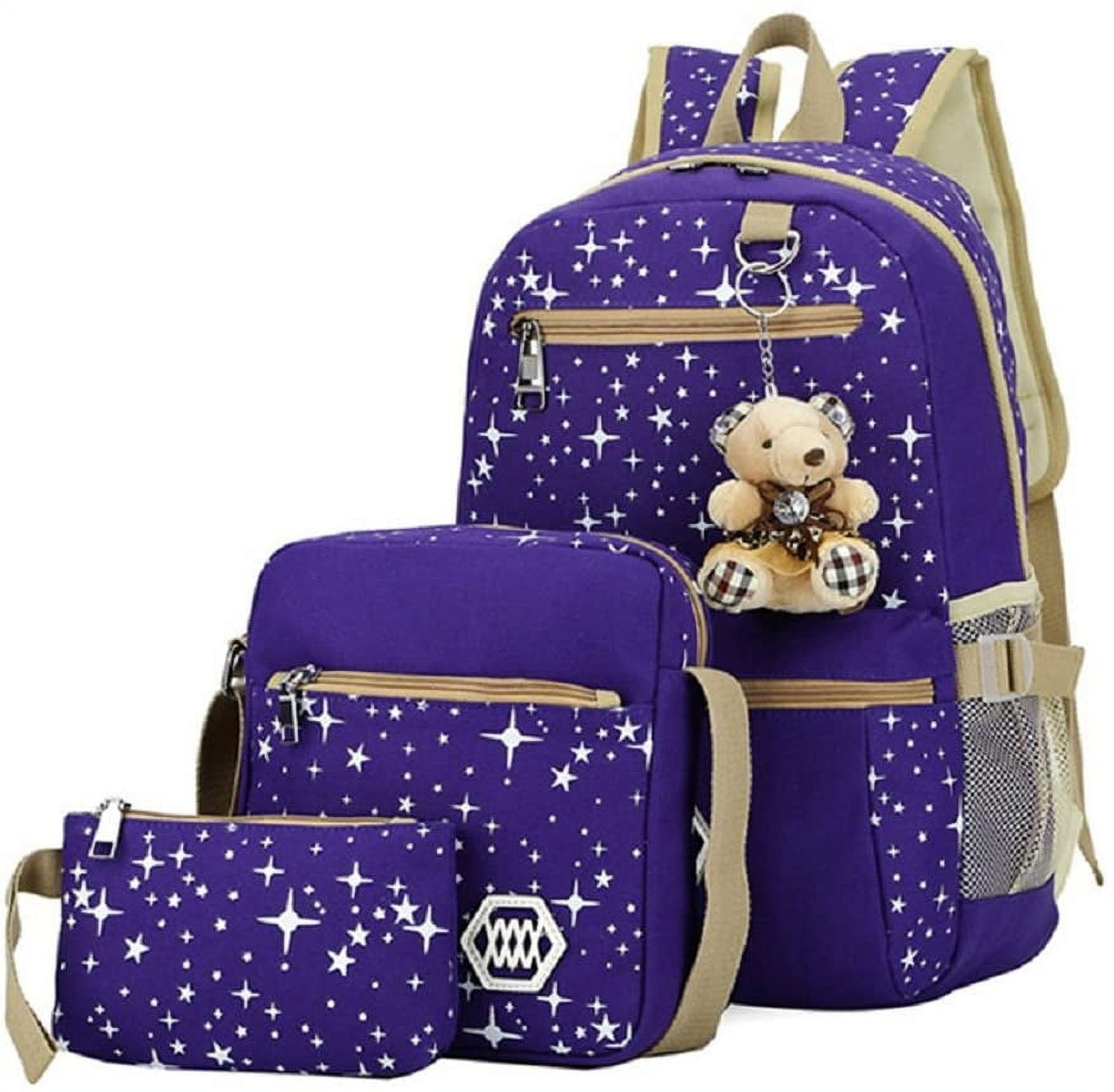 Private Jungle 3Pcs Teenager Girls Backpack Canvas Rucksack School Book Bag with Pencil Case for Camping/Hiking/Climbing,Purple Private Jungle 3Pcs Teenager Girls Backpack Canvas Rucksack School Book Bag with Pencil Case for Camping/Hiking/Climbing,Purple
