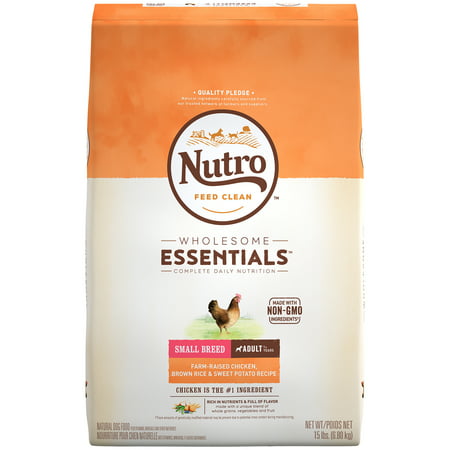 NUTRO WHOLESOME ESSENTIALS Small Breed Adult Dry Dog Food Farm-Raised Chicken, Brown Rice and Sweet Potato Recipe, 15 lb.