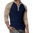 thumbnail image 5 of Hearthz Mens Raglan Shirts 3/4 Sleeve Cotton Henley Neck Baseball Jersey Color Block Mens Tops Casual Fall Men Shirts Graphic, 5 of 9