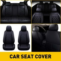 Open Box Leather Car Seat Cover 5 Seats for Chevy Silverado GMC Sierra 1500 2500HD 3500HD 2007-2022 Full Set Cushion Seat Covers for Cars Durable Waterproof, Black