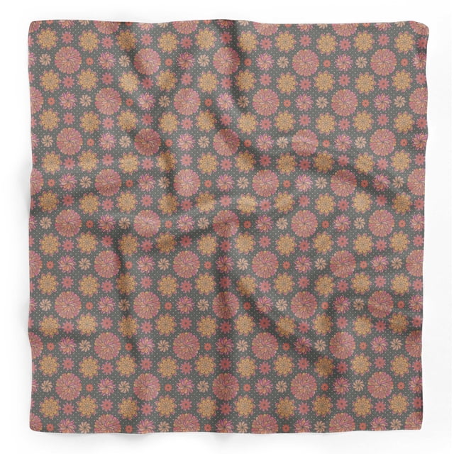 Bimba Gray Multicolor Dot Mandala Pure Silk Printed Head Bandanas Summer Neck Wrap Scarf 40 x 40 Inches