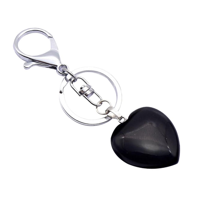Llavero de Forma de Corazón Natural Yuyangstore de Piedras Preciosas Negro