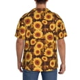 thumbnail image 3 of Lsque Vintage Brown Plaid Sunflower print Men's Cuban Collar Short Sleeve Shirt Summer Beachwear Casual Button Down Fashionable Vacation Leisure Shirt-Small, 3 of 7