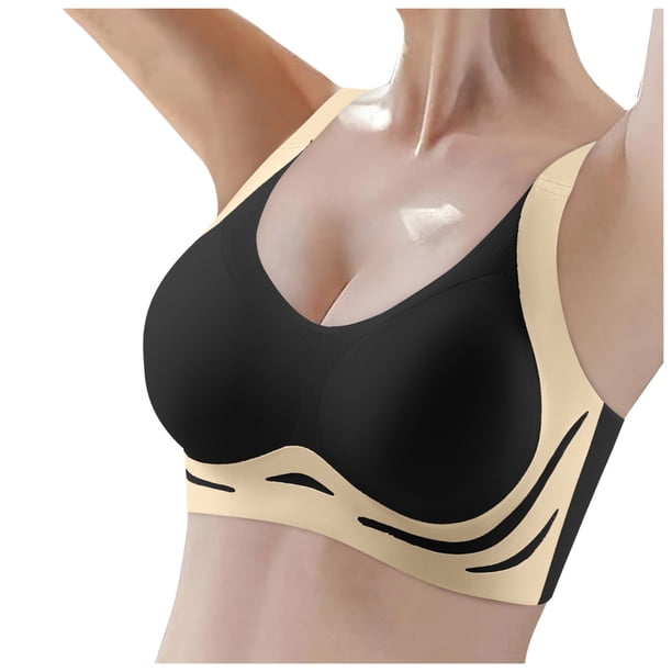 WILLBEST Brasier Mujer Sujetador Cómodo Para Mujer, Grande, Delgado, Con Laterales Caídos, Espalda Brillante, Sin Aros De Acero Envolventes