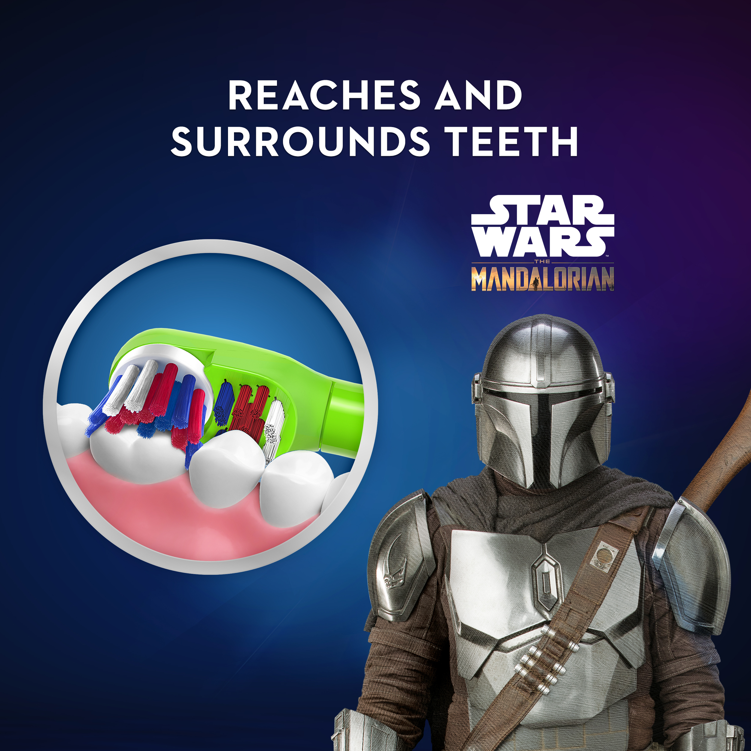 Oral-B Kid's Battery Toothbrush Featuring Lucasfilm's Mandalorian, Full Head, Soft, for Children 3+ - image 2 of 8